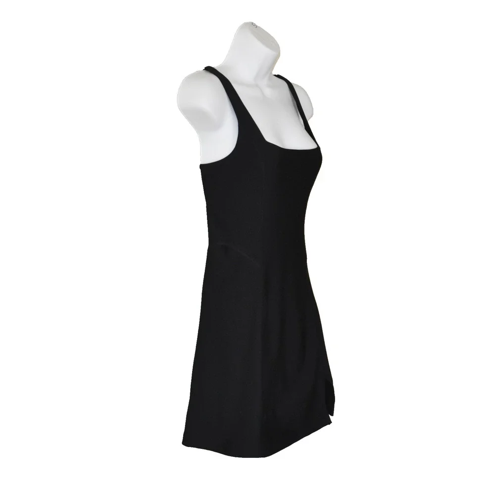 A3 Auth ABERCROMBIE & FITCH YPB Onyx-Black sculptLUX Side Slit Mini Dress Size S